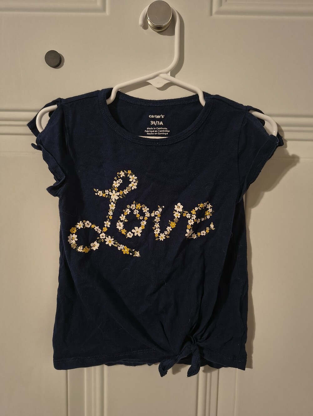 Carter's Navy Floral 'Love' Tee with Side Tie